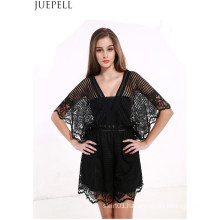 Summer New Women Explosion Models Sexy Lace Stitching Hollow Halter Jumpsuit Dress